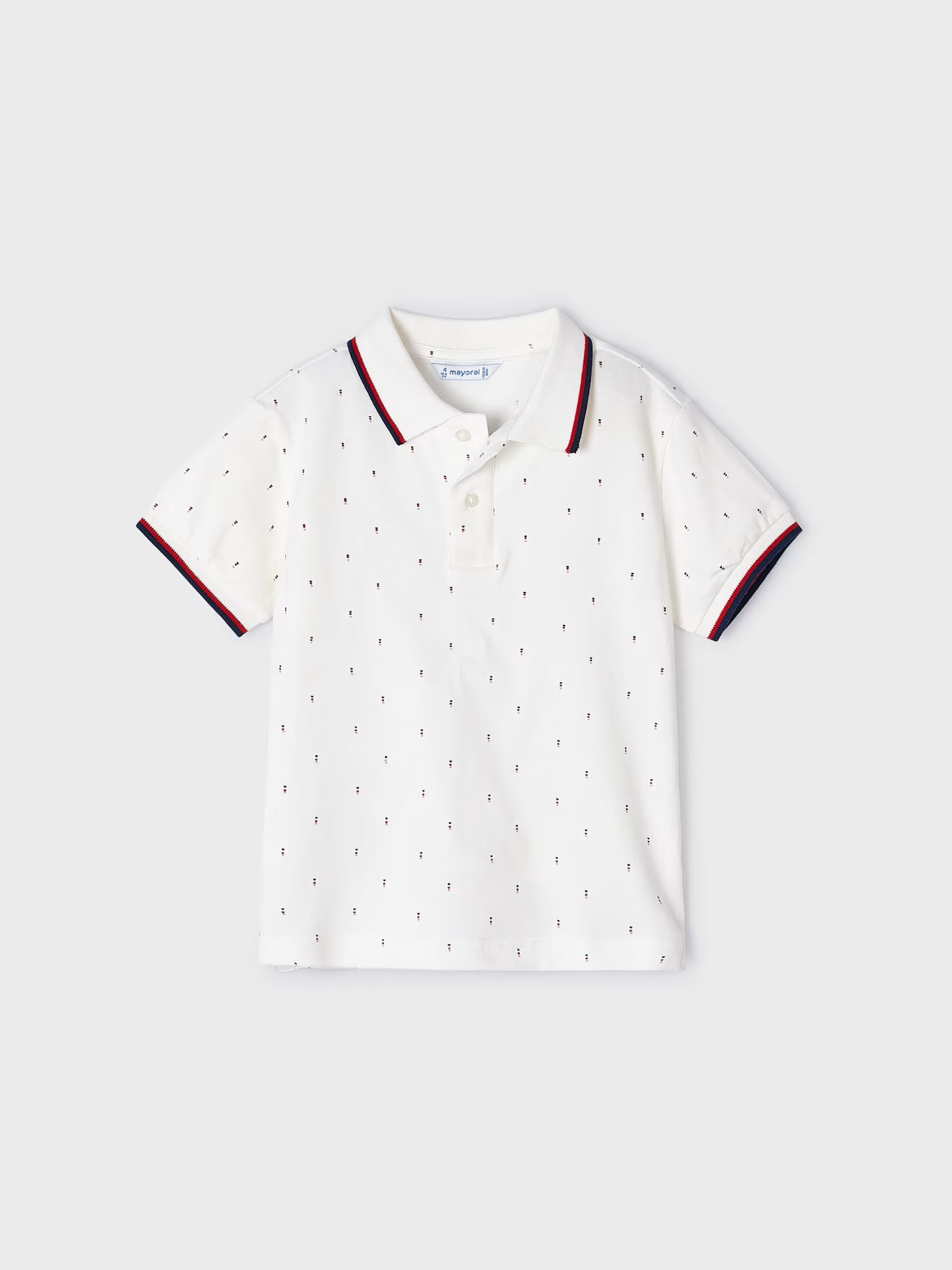 White Polo Shirt with Polka Dot Design