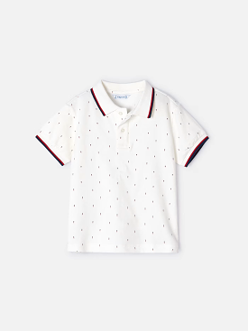 White Polo Shirt with Polka Dot Design