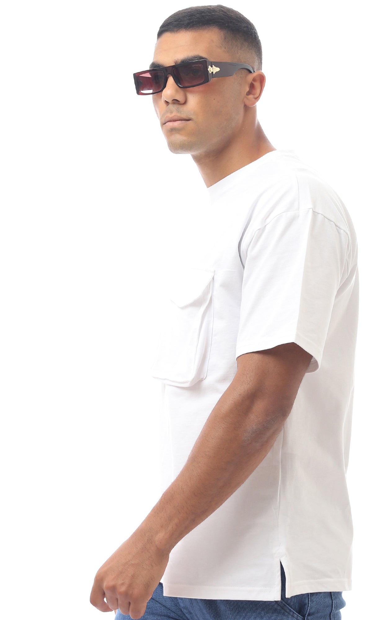 White Summer Solid Tee With Pocket