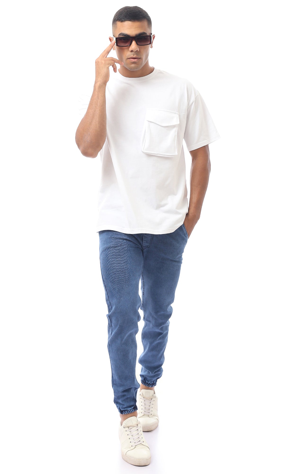 White Summer Solid Tee With Pocket