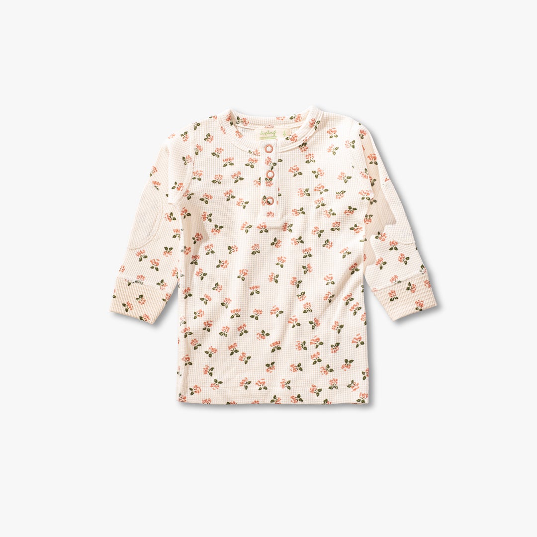 Winter Floral Waffle Print Long Sleeve T-Shirt