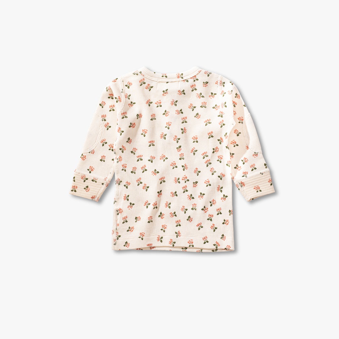 Winter Floral Waffle Print Long Sleeve T-Shirt