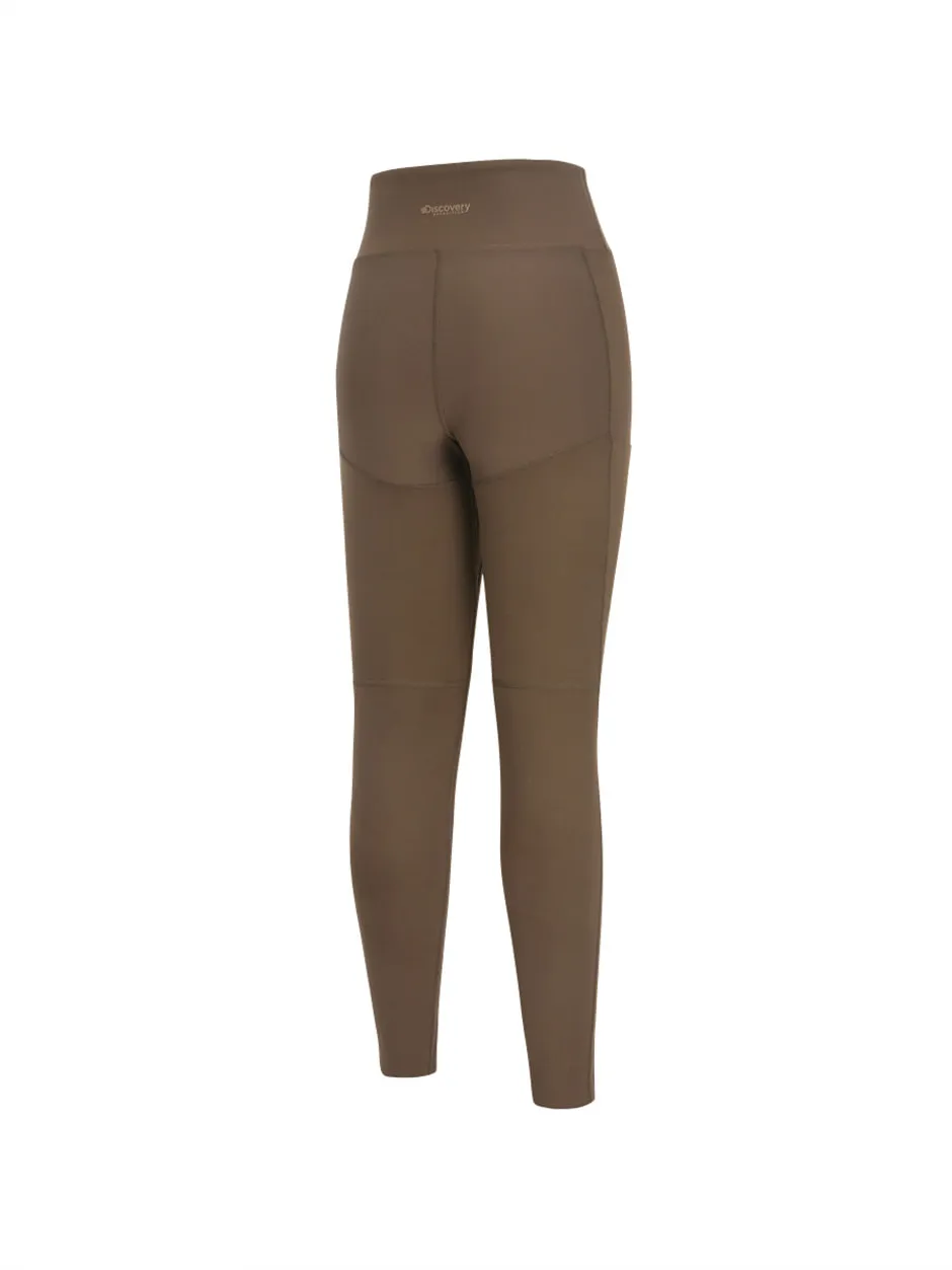 Woven Hybrid Leggings - Dark Brown