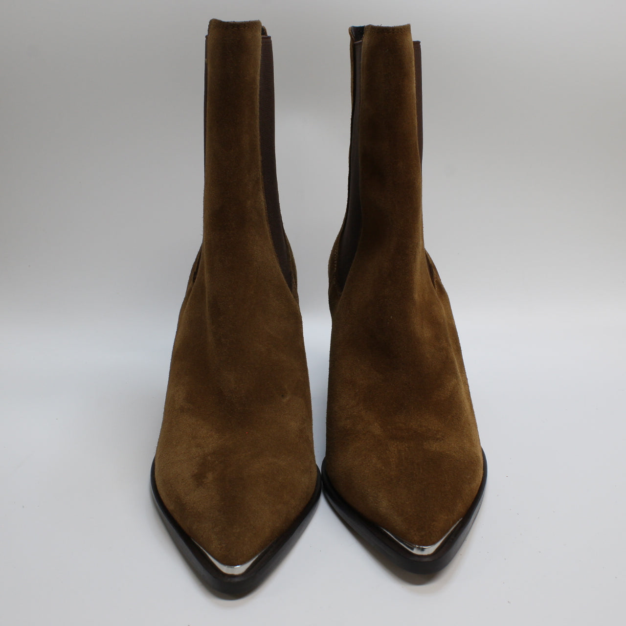 Women's Antonia Toecap Leather Western Chelsea Boots - Chestnut Suede (UK Size 8)