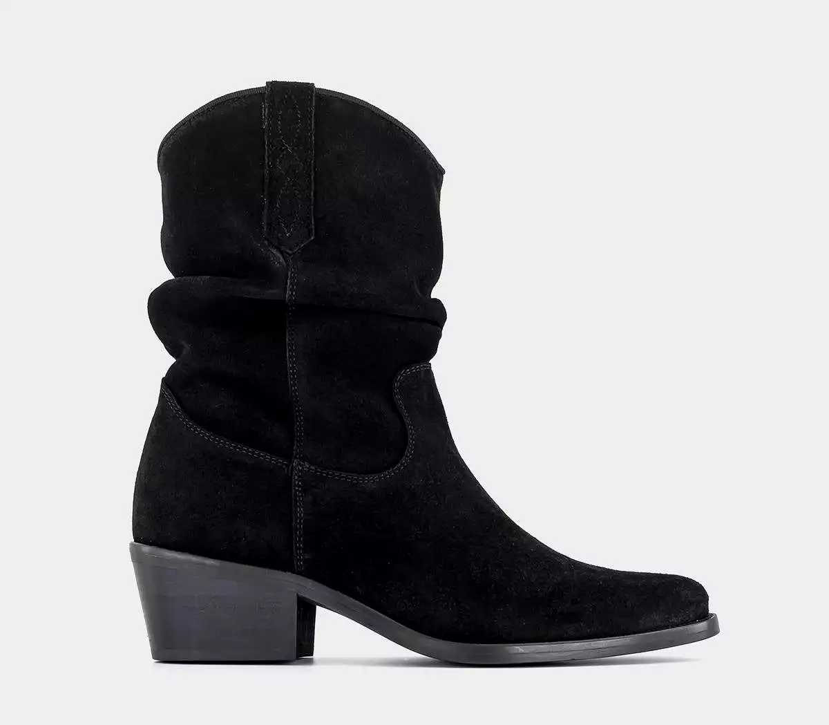 Women's Austin Ruched Western Boots - Black Suede | Office