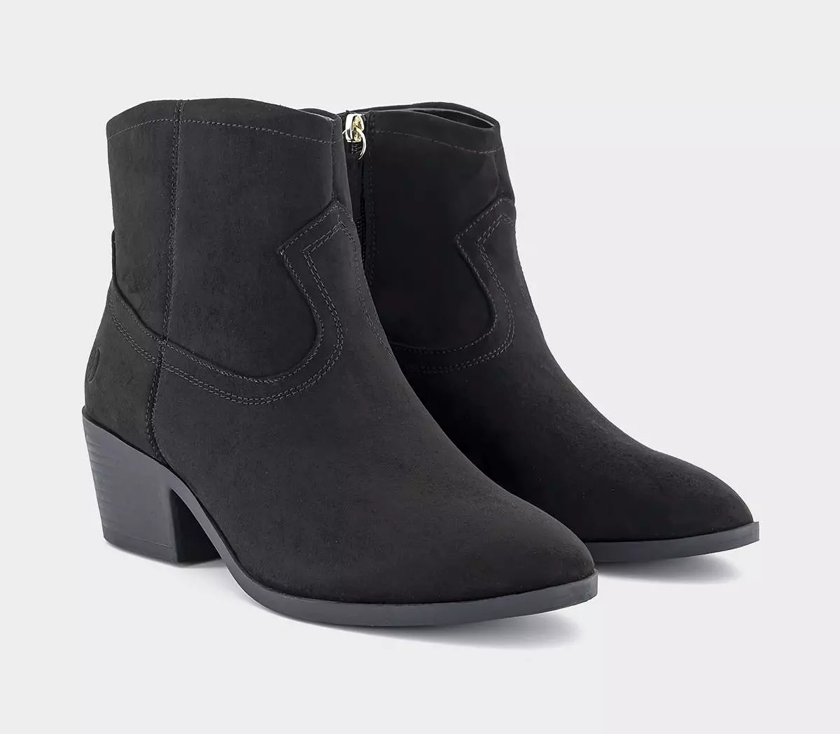 Women's Black Geo Block Heel Western Boots