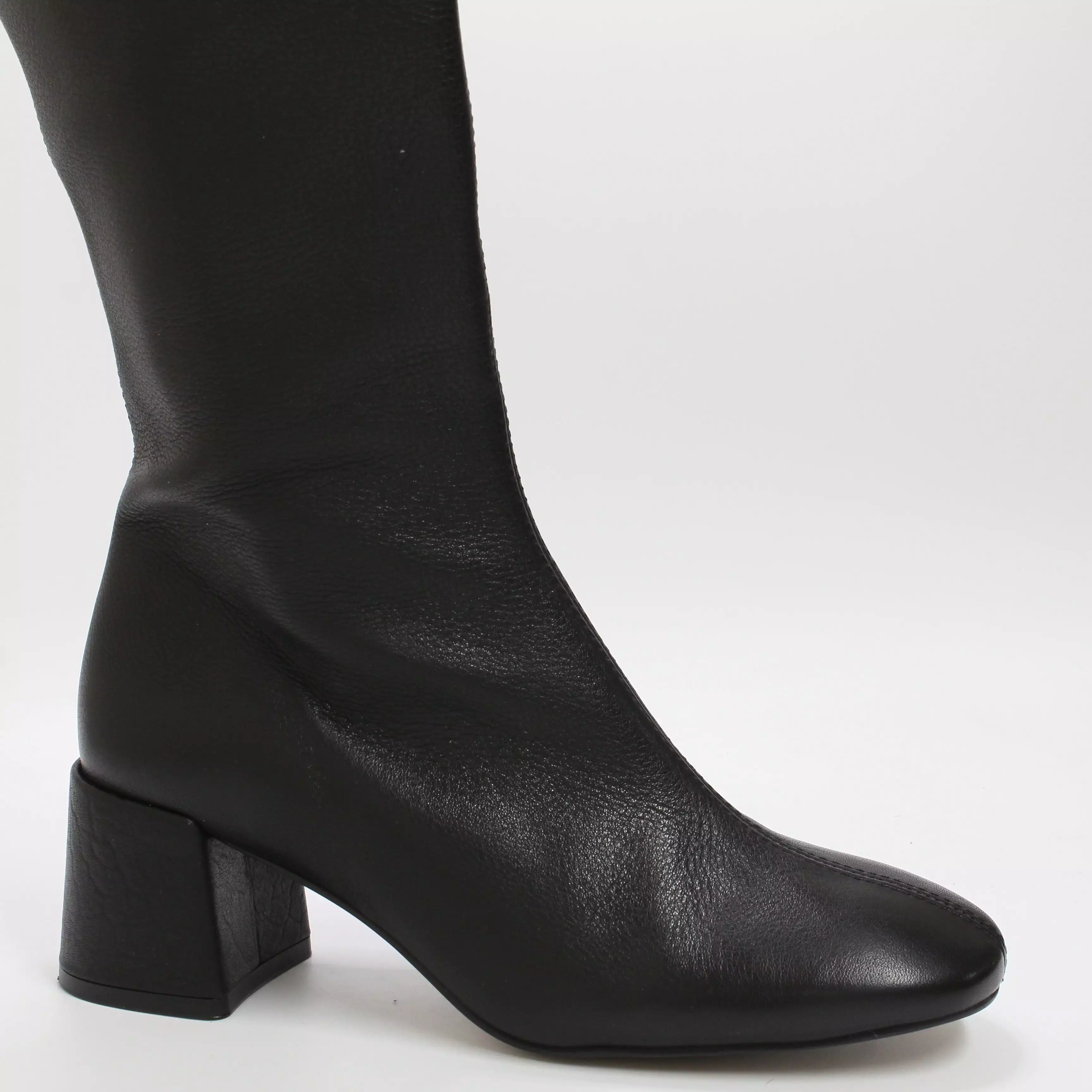 Women's Black Leather Knee Boots with Block Heel from Office Kaya