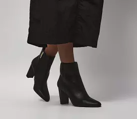 Women's Black Office Adore Stack Heel Ankle Boots