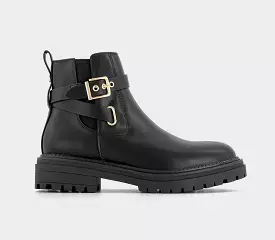 Women's Black Office Ashley Ankle Boots with Buckle Detail