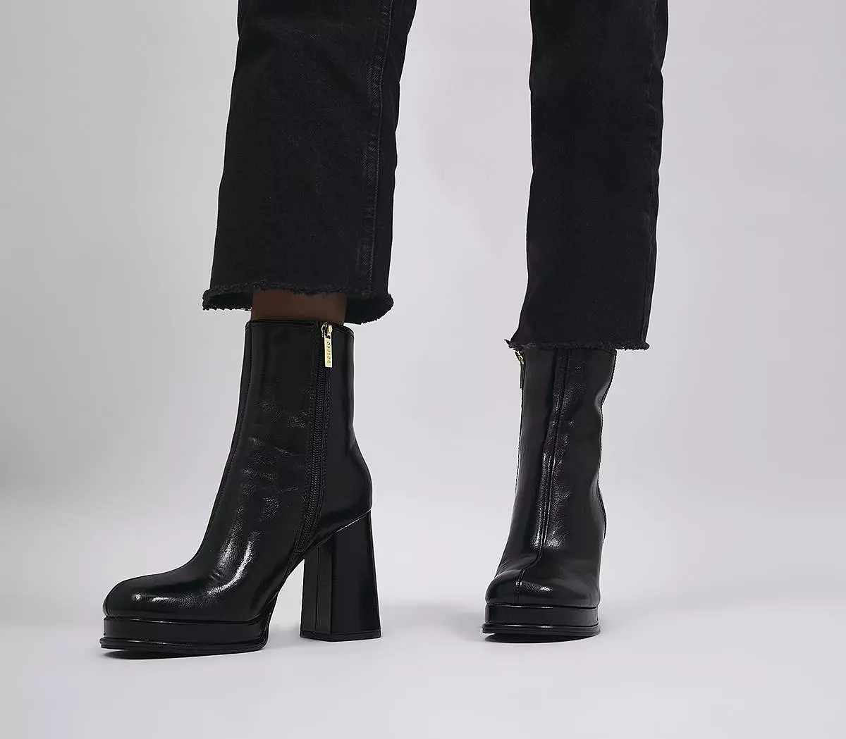 Women's Black Platform Ankle Boots for Office After Party