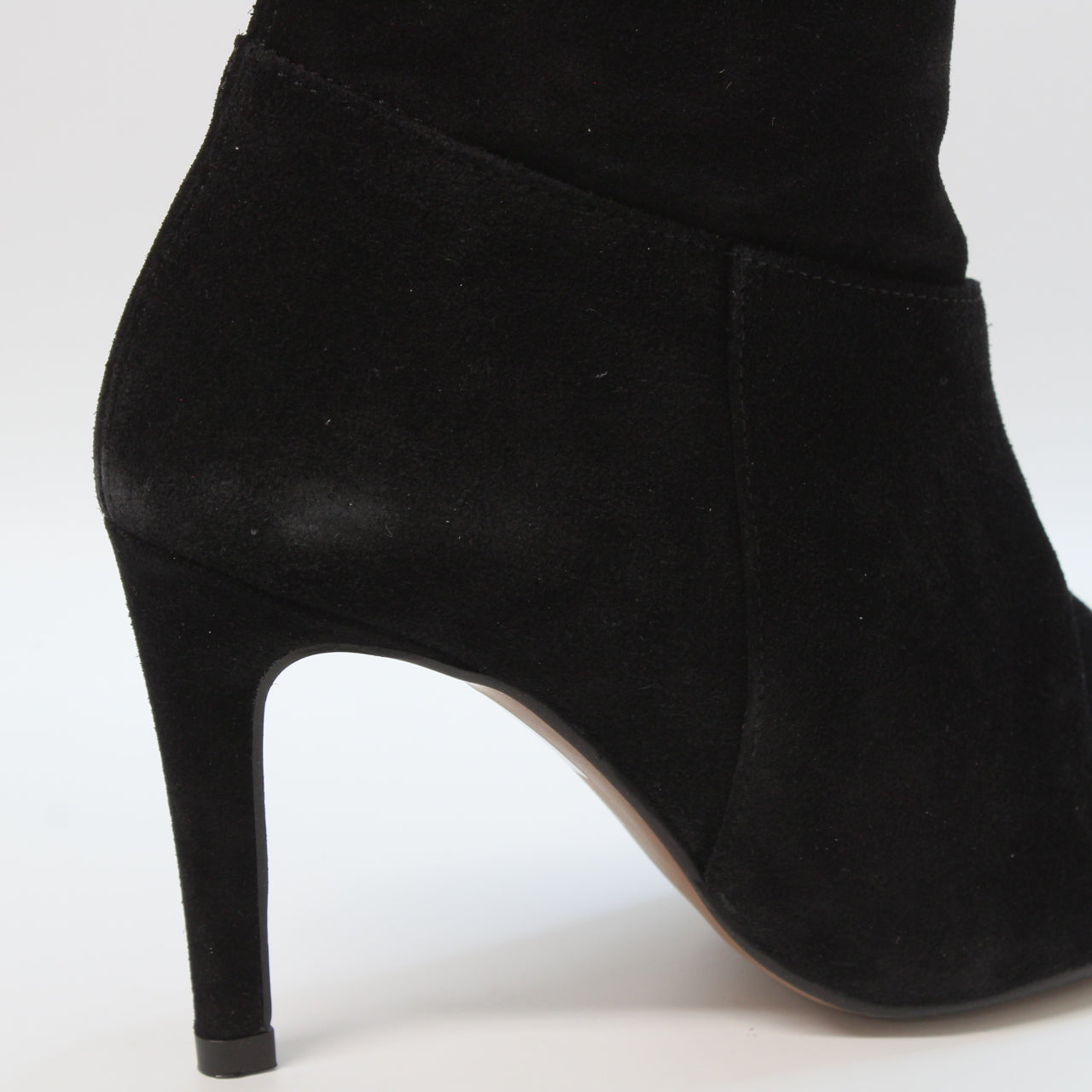 Women's Black Suede Ruched Knee-High Boots for the Office