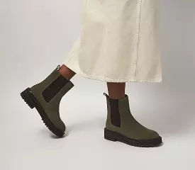 Women's Chunky Sole Chelsea Boots - Khaki Suede | Office Atlantic