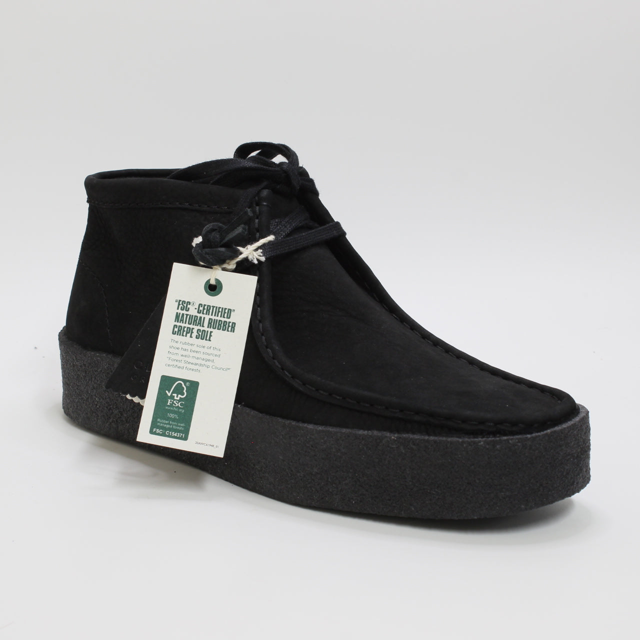 Womens Clarks Wallabee Cup Boots - Black Nubuck