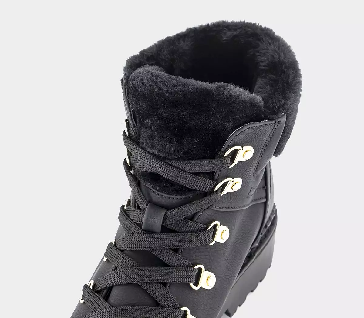 Womens Earth Addict Eden Faux Fur Cuff Hiker Boots, Black - Shop now