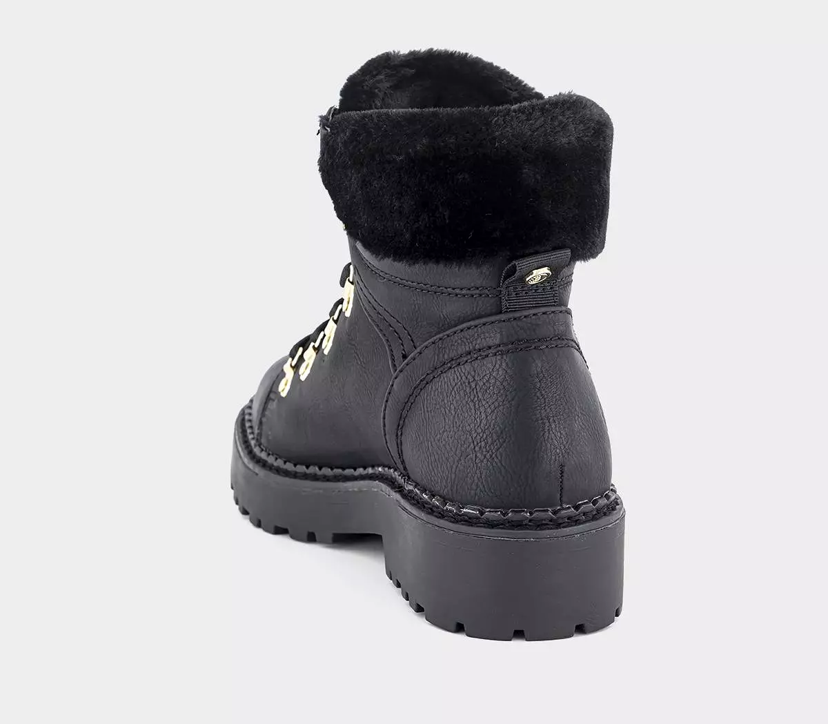 Womens Earth Addict Eden Faux Fur Cuff Hiker Boots, Black - Shop now