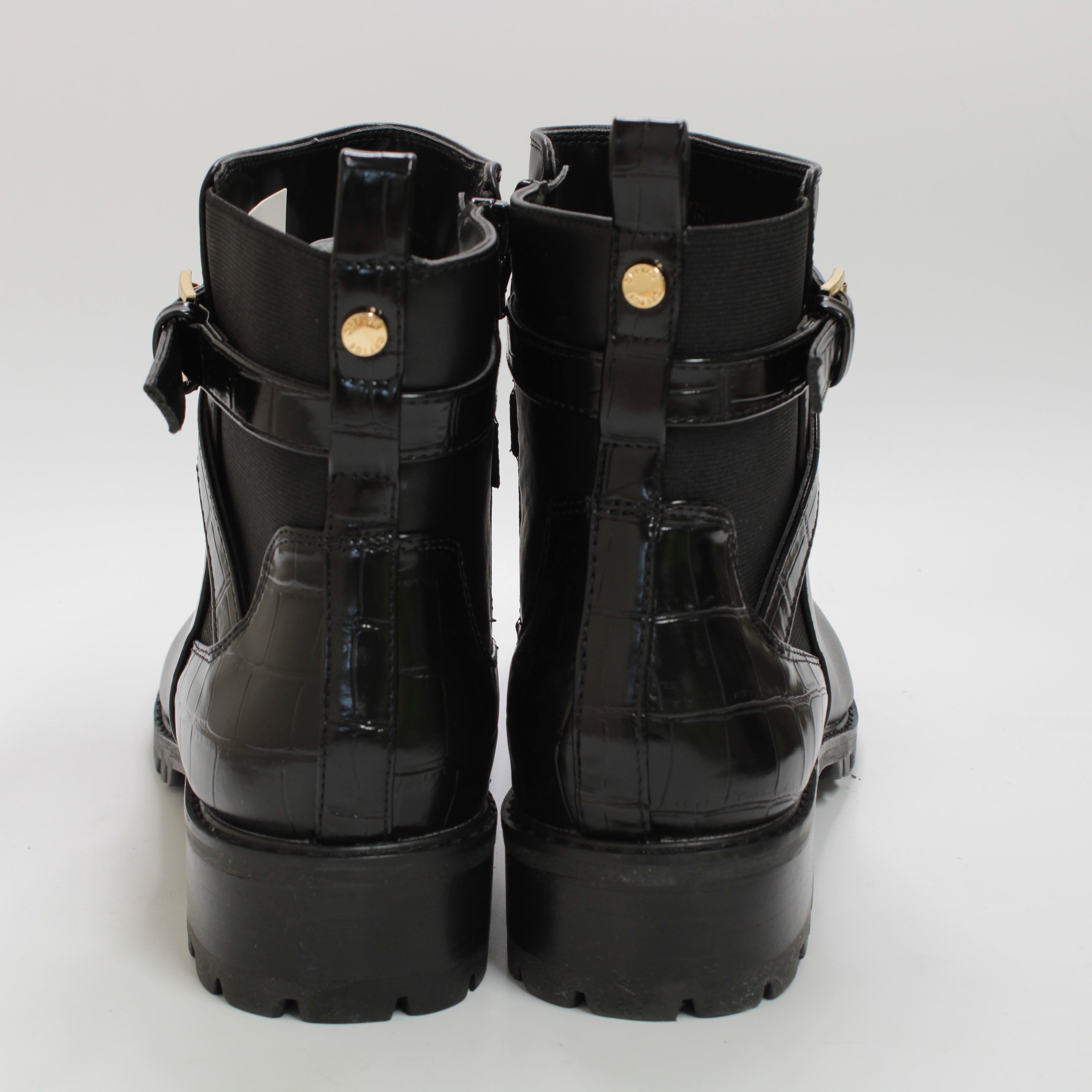 Womens Office Aaliyah Black Buckle Strap Cleated Boots