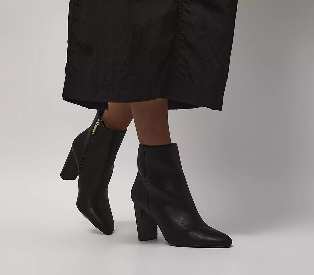 Women's Office Adore Black Ankle Boots with Stack Heel