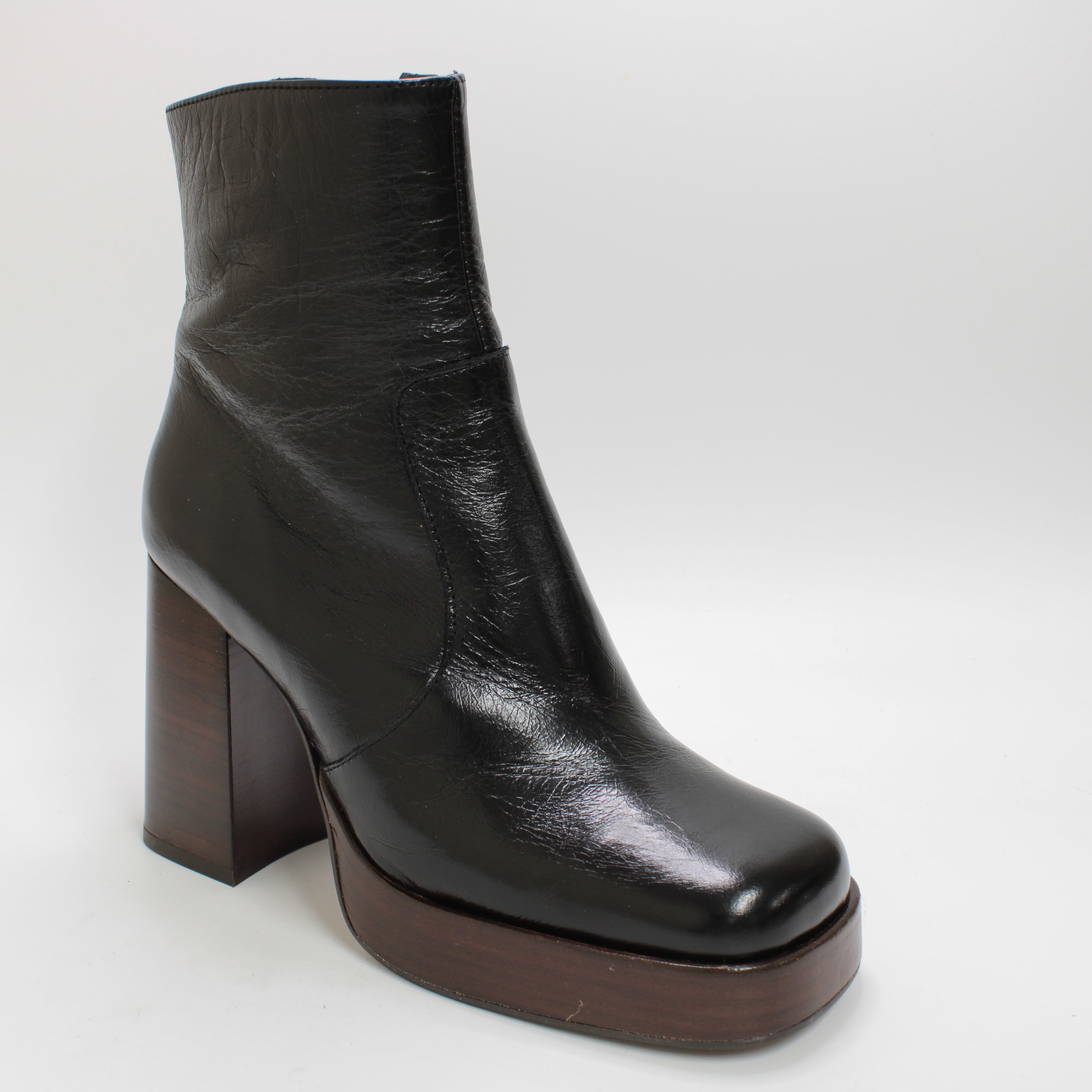 Womens Office Arlo Platform Boots - Black Leather.