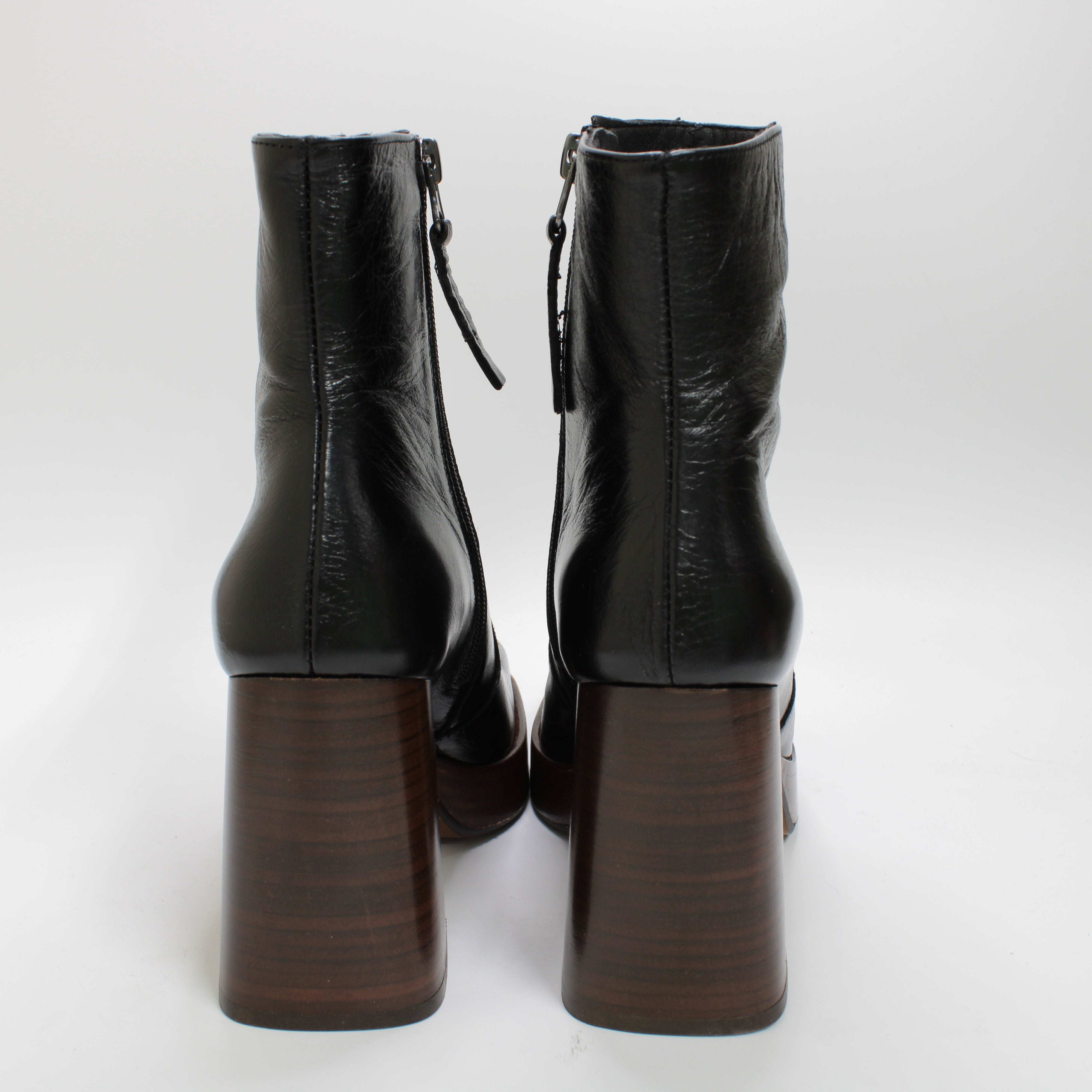 Womens Office Arlo Platform Boots - Black Leather.