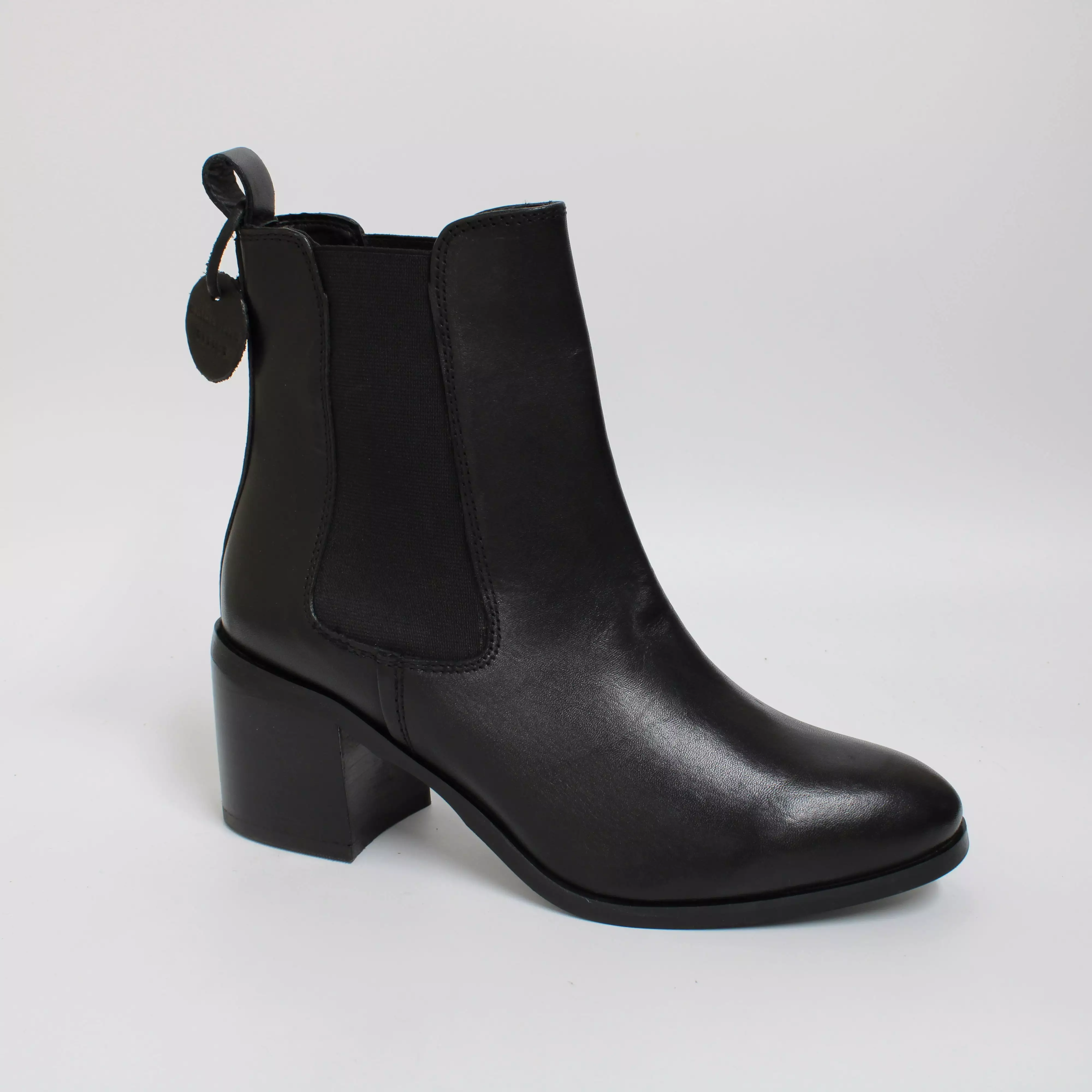 Women's Office Aspect Black Leather Chelsea Boots - Block Heel