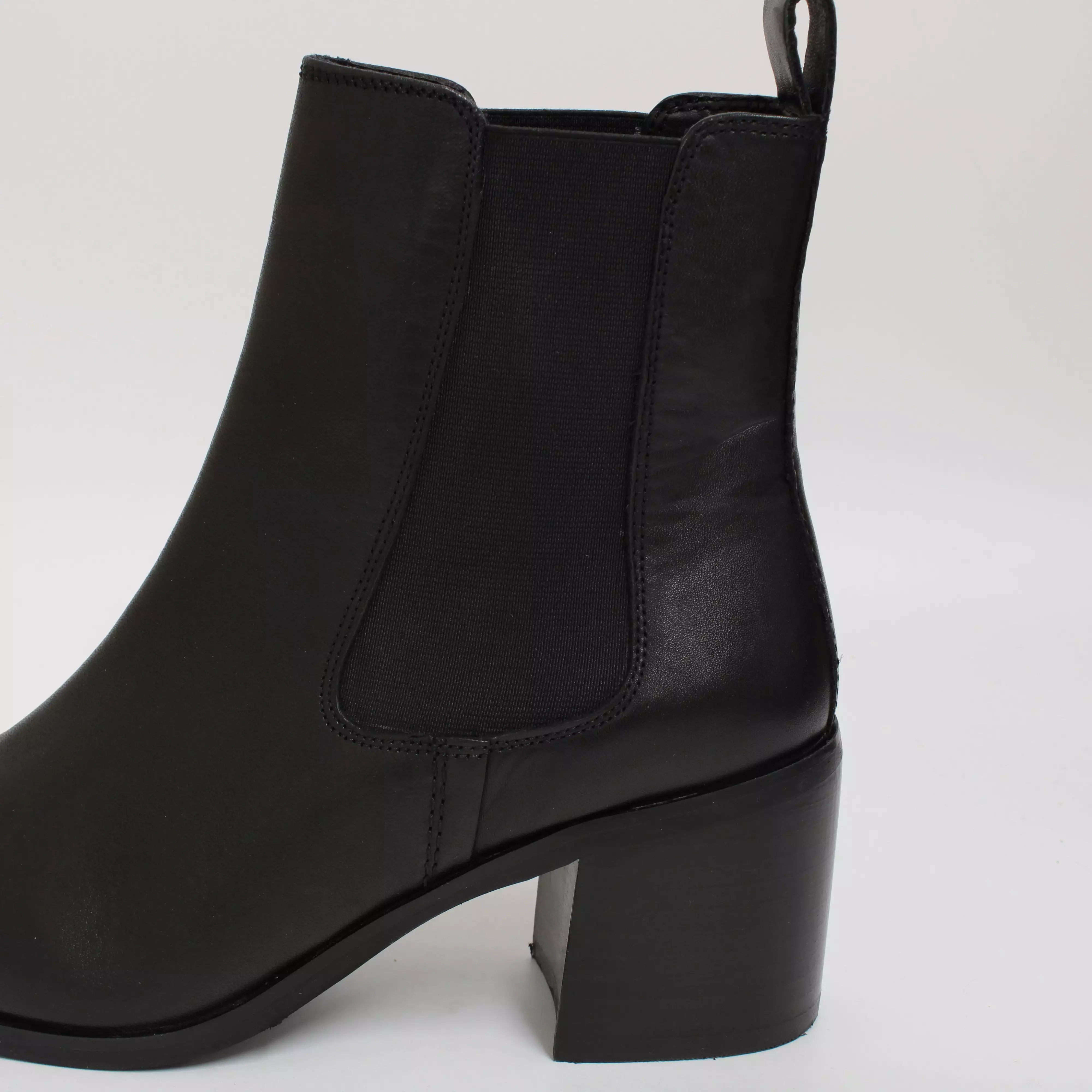 Women's Office Aspect Black Leather Chelsea Boots - Block Heel