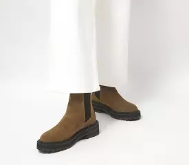 Womens Office Chunky Sole Chelsea Boots Tan Suede