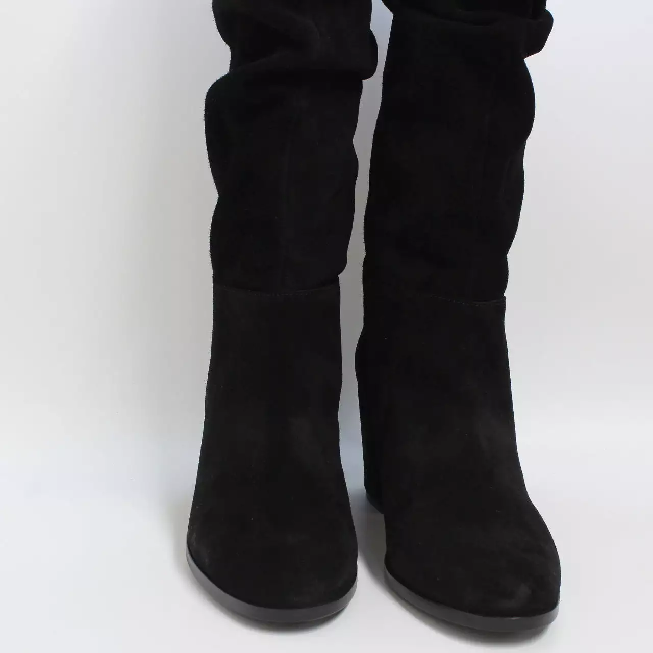 Women's Office Kaley Black Suede Round Toe Block Heel Boots