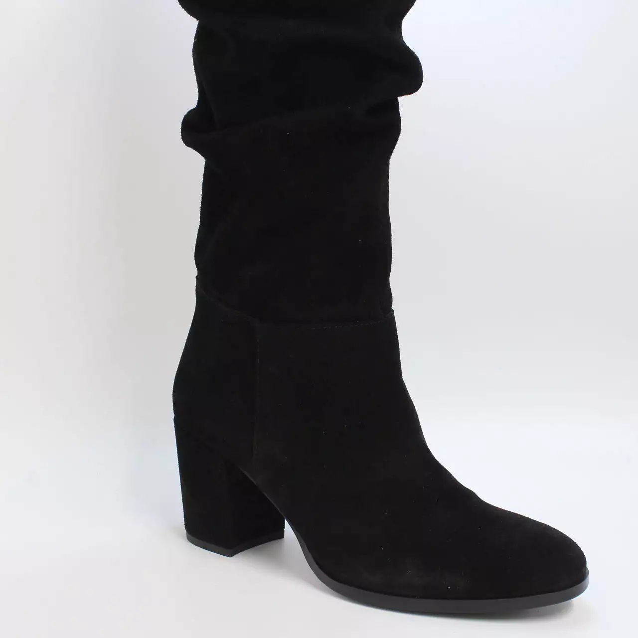 Women's Office Kaley Black Suede Round Toe Block Heel Boots