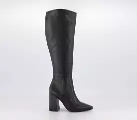 Women's Office Kash Point Toe Block Heel Boots in Black Leather