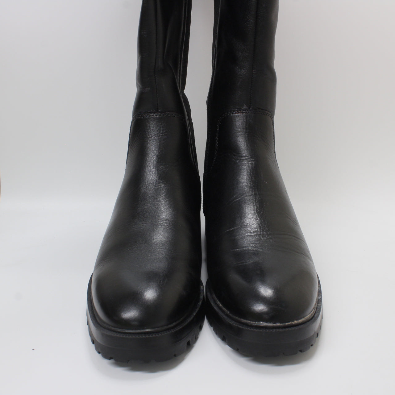 Women's Office Kelly Elastic Back High Leg Boots - Black Leather