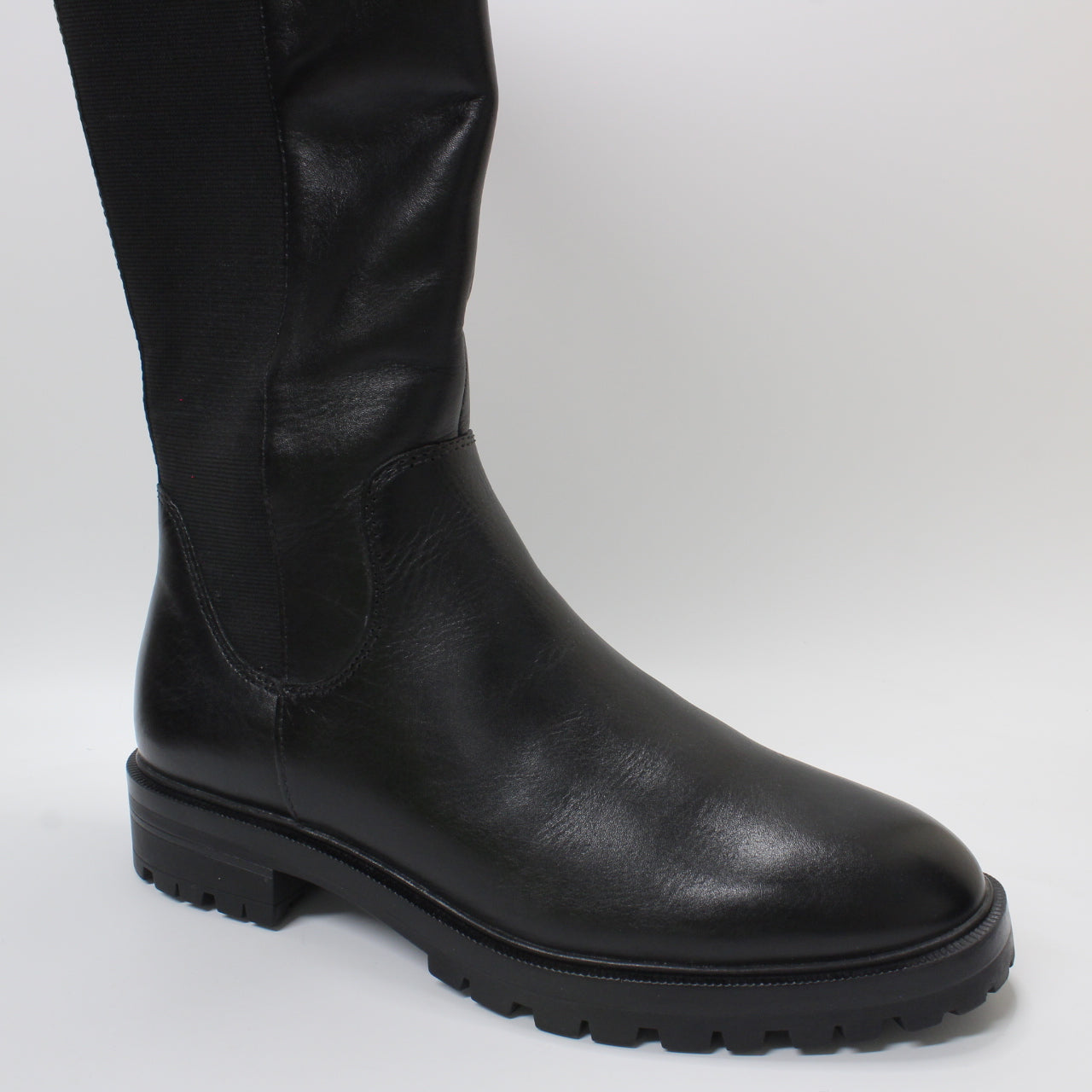 Women's Office Kelly Elastic Back High Leg Boots - Black Leather