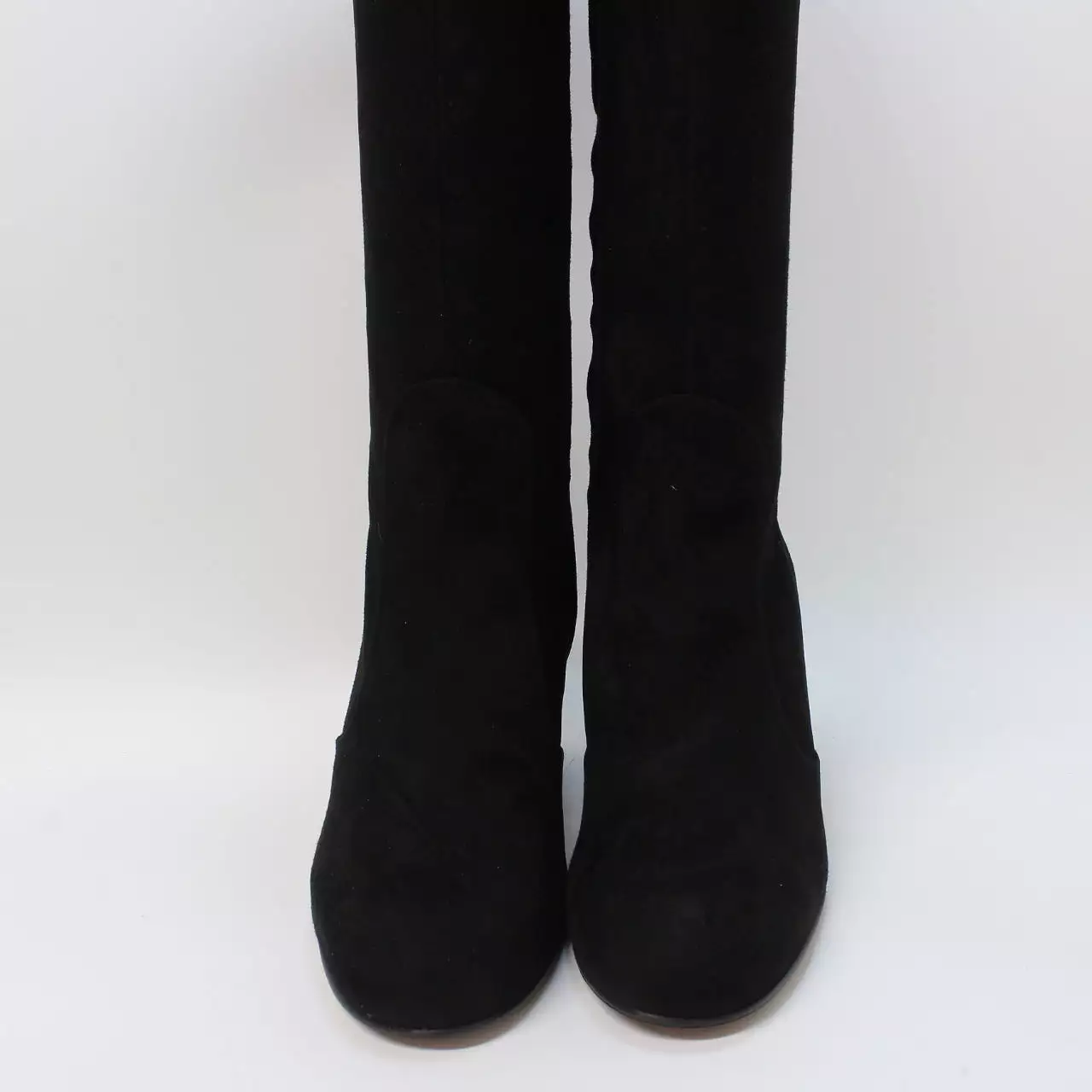 Women's Office Kinsley Black Suede Knee Boots with Block Heel.