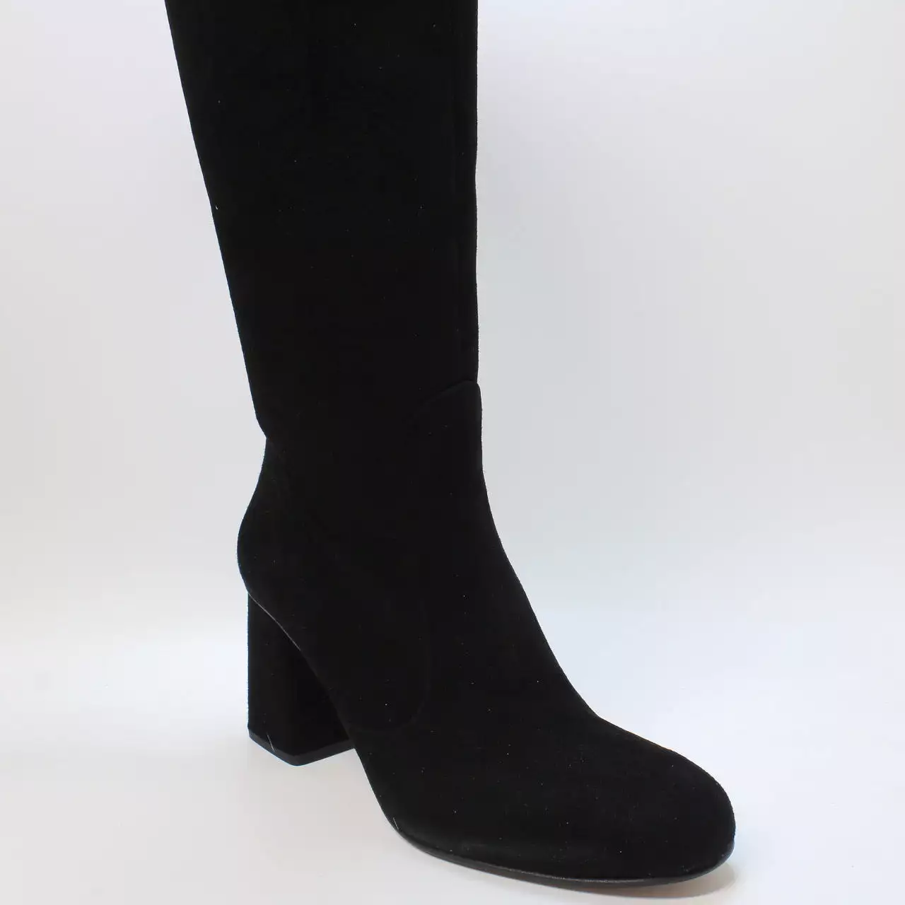 Women's Office Kinsley Black Suede Knee Boots with Block Heel.