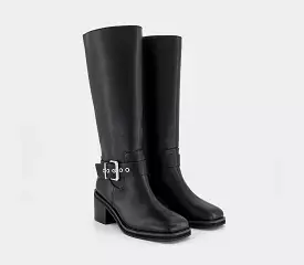 Women's Office Kyra Buckle Strap Biker Knee Boots - Black