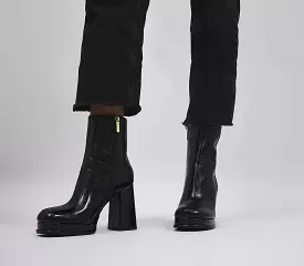 Women's Office Platform Ankle Boots - Black