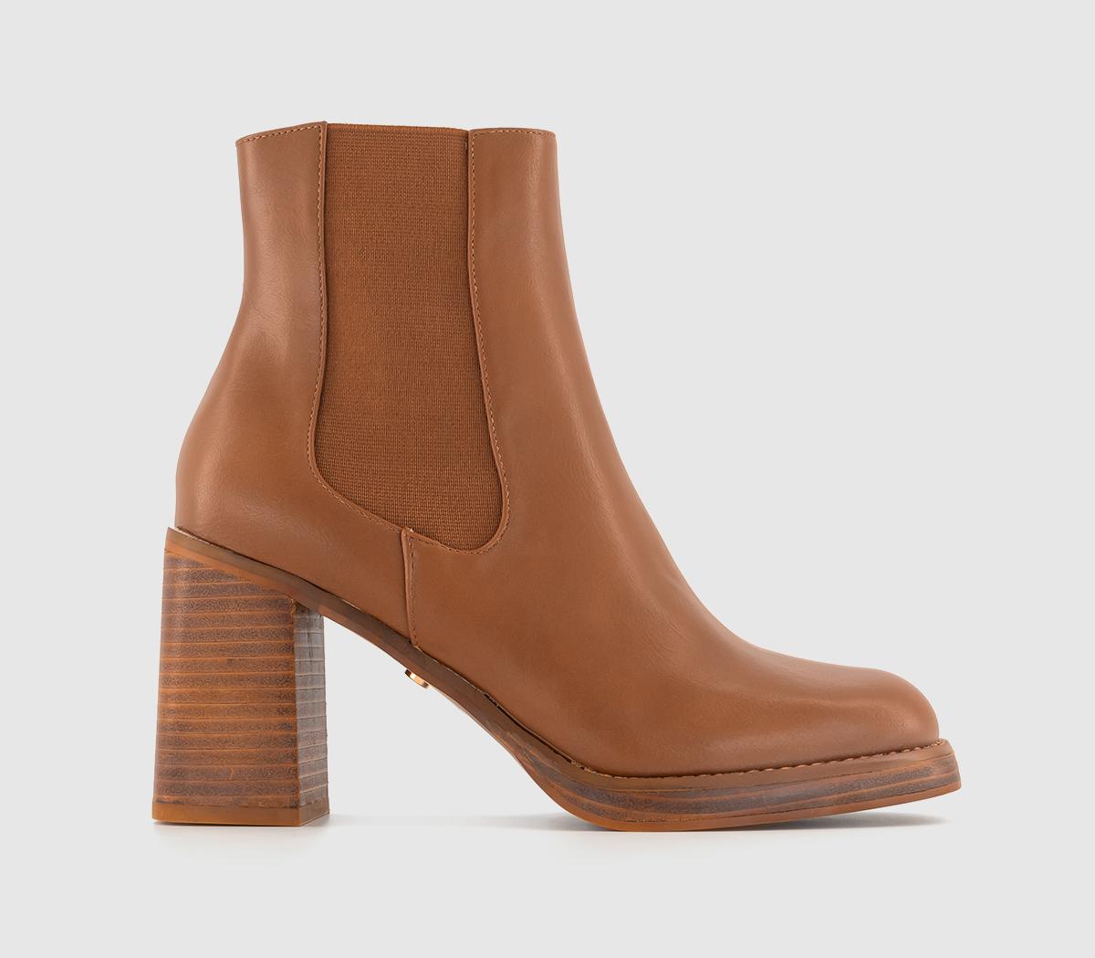 Women's Tan Platform Chelsea Boots