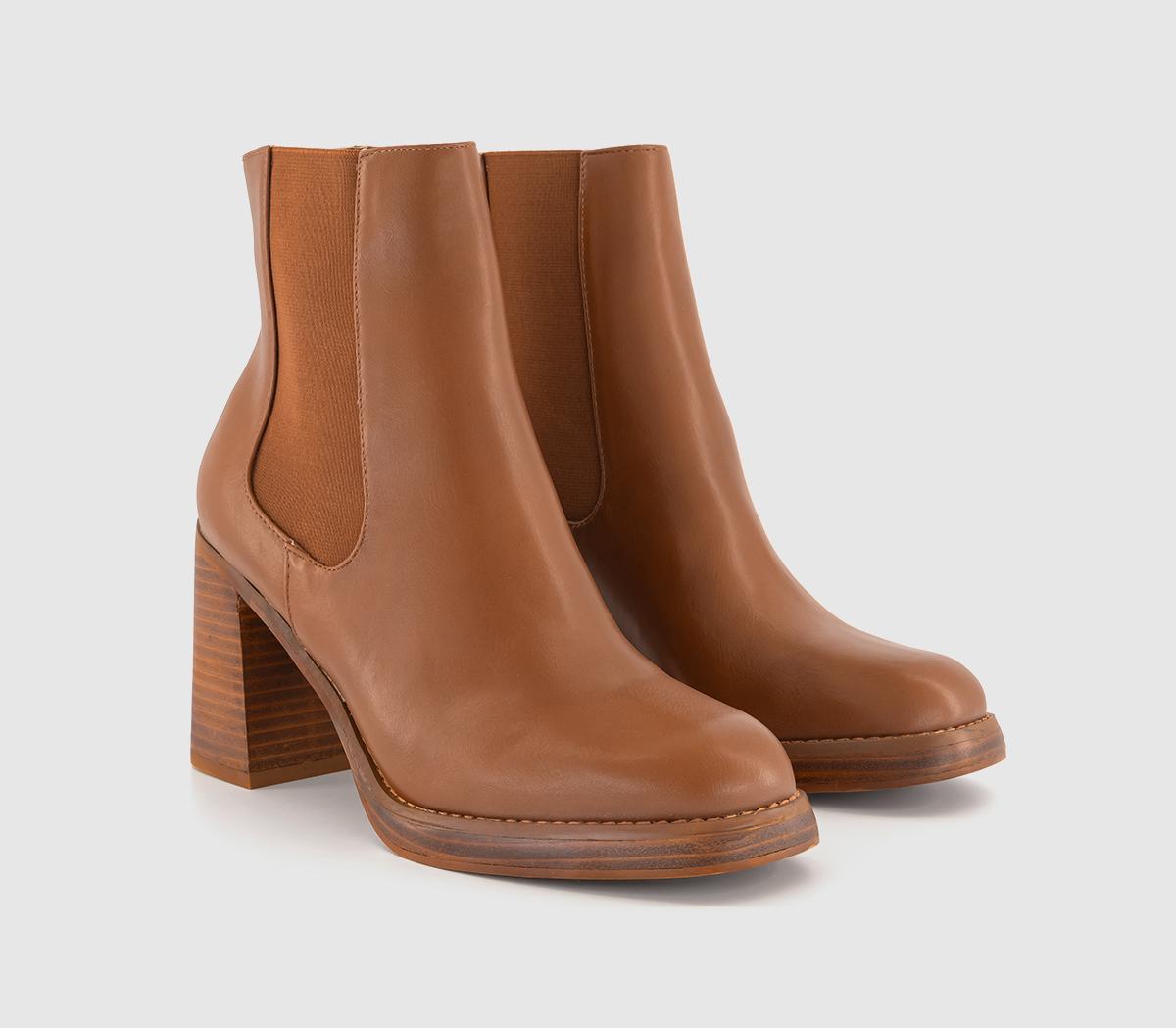 Women's Tan Platform Chelsea Boots