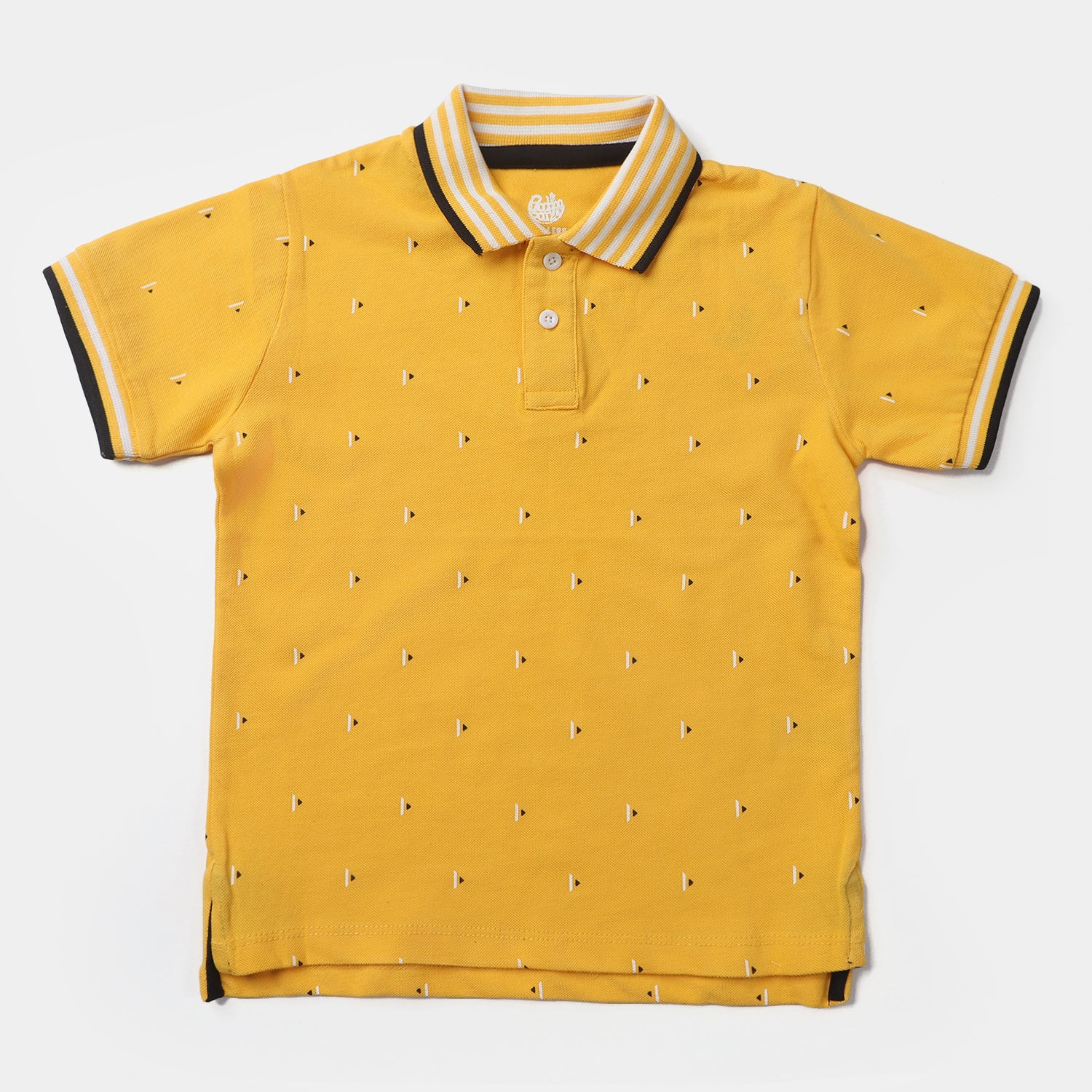 Yellow Boys Cotton PK Polo with Triangles