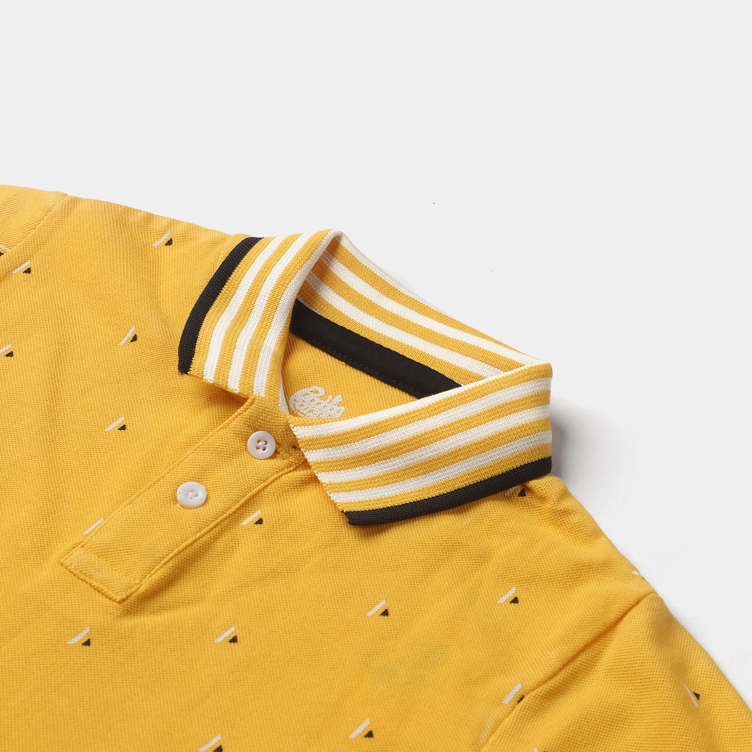 Yellow Boys Cotton PK Polo with Triangles