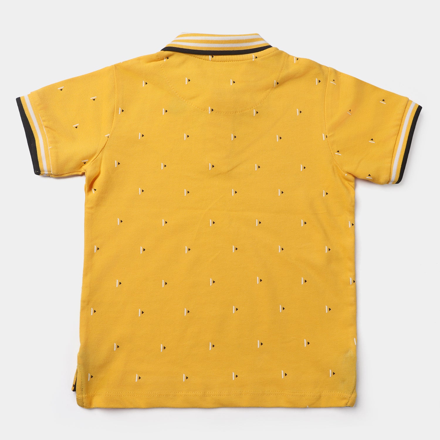 Yellow Boys Cotton PK Polo with Triangles