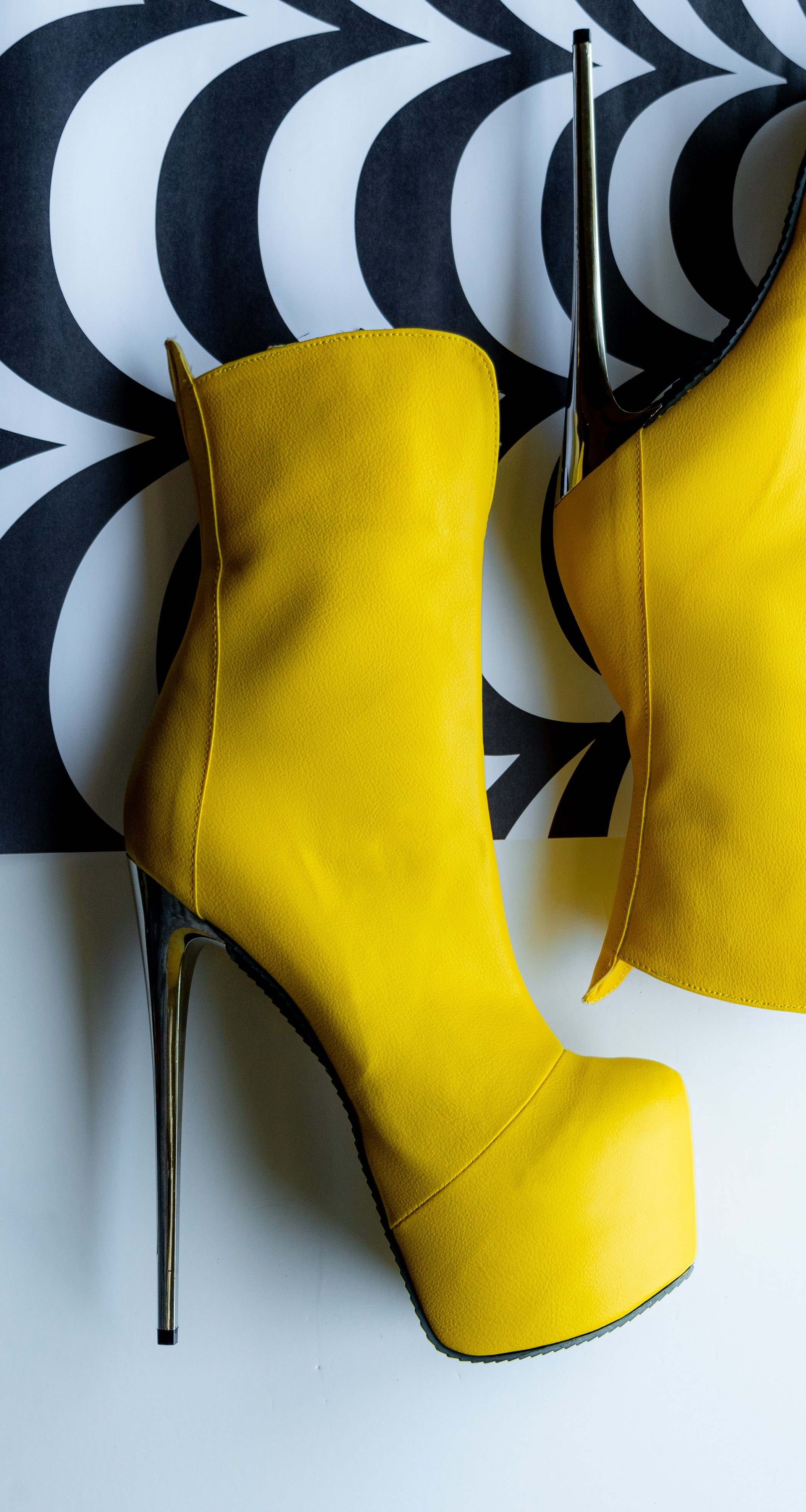 Yellow Matte Metallic Boots